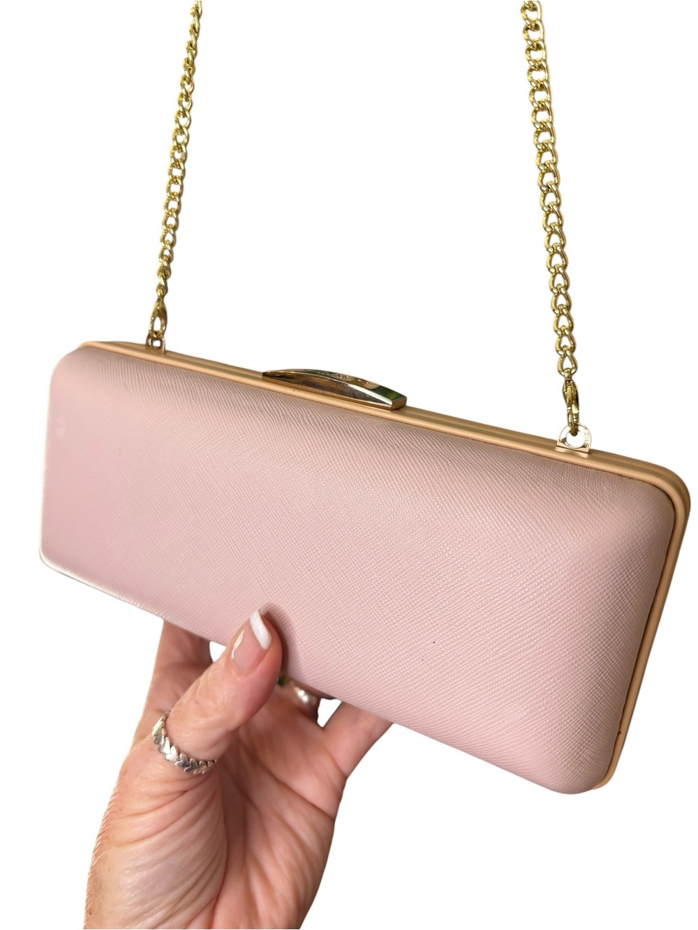 Coach Pink Saffiano Leather Clutch with Gold Chain - Picture 5 of 7